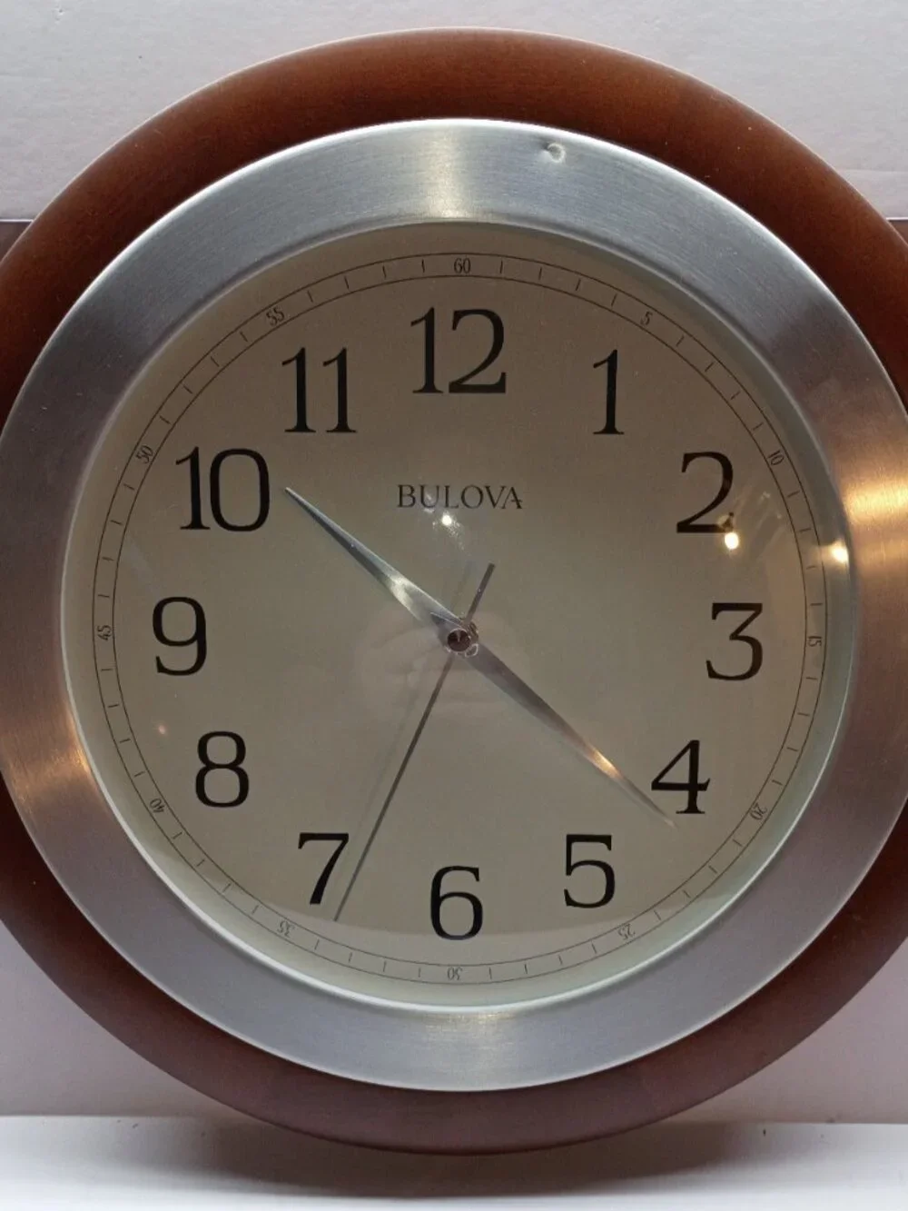 Bulova Reedham Analog Quartz Solid Wood W/Aluminum Trim 14